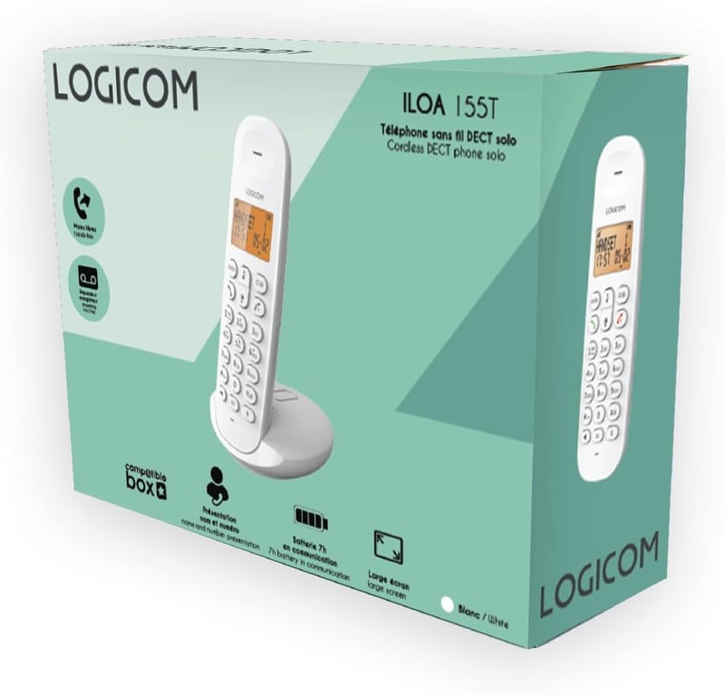 Logicom Iloa 155T DECT vezeték nélküli telefon, 15 perces üzenetrögzítés, kihangosítás