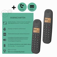 Bezdrôtový telefón Logicom ILOA 255T DECT Duo so záznamníkom – 2 slúchadlá – dosah 300 m – pohotovostný režim 90 hodín – čierny 2