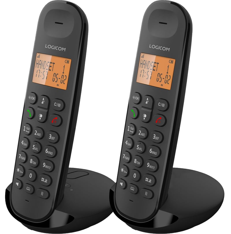 Bezdrôtový telefón Logicom ILOA 255T DECT Duo so záznamníkom – 2 slúchadlá – dosah 300 m – pohotovostný režim 90 hodín – čierny