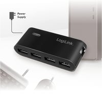 LogiLink 4 portos USB hub fekete tápegységgel UA0085 - Single 6