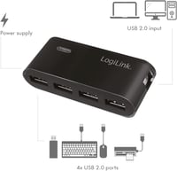 LogiLink 4 portos USB hub fekete tápegységgel UA0085 - Single 3