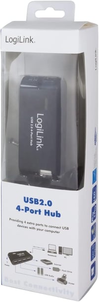 LogiLink 4 portos USB hub fekete tápegységgel UA0085 - Single 8