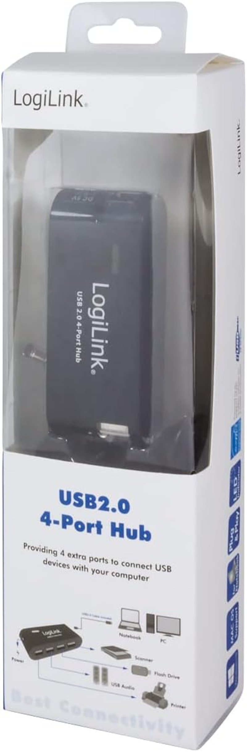 LogiLink 4 portos USB hub fekete tápegységgel UA0085 - Single