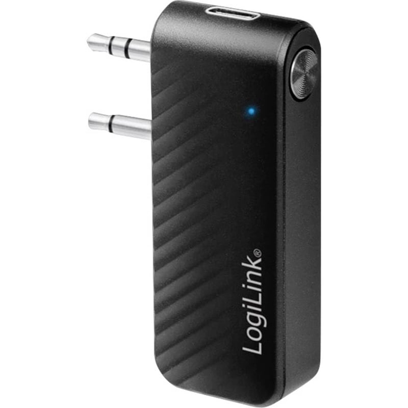 LogiLink BT0061 Bluetooth 5.1 audio vysielač s AUX výstupom a adaptérom do lietadla, čierny, pre káblové slúchadlá