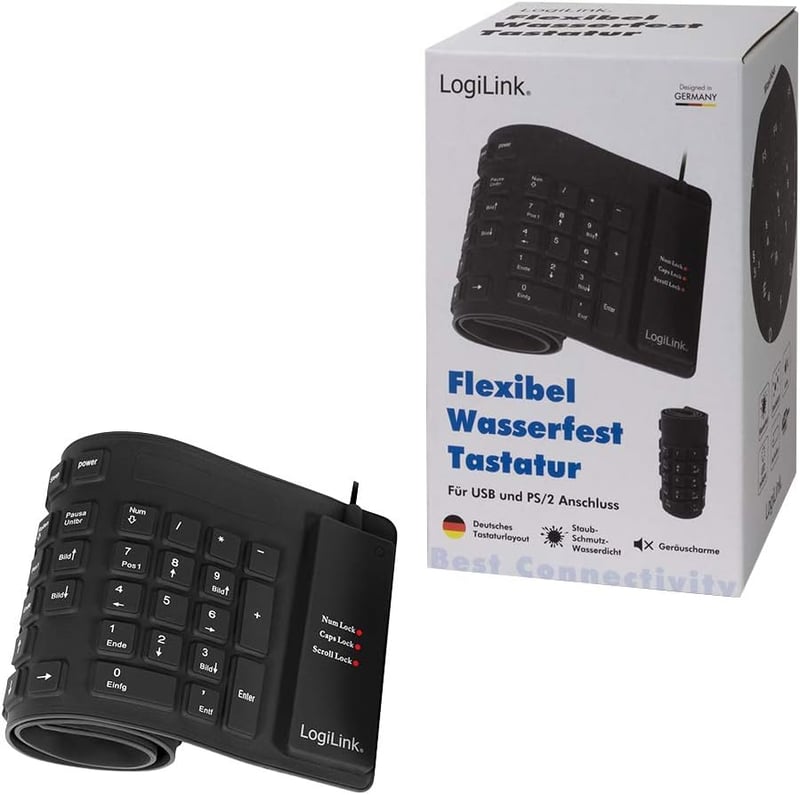 Logilink ID0019 Rugalmas Billentyűzet PC Mac Német Kiosztás