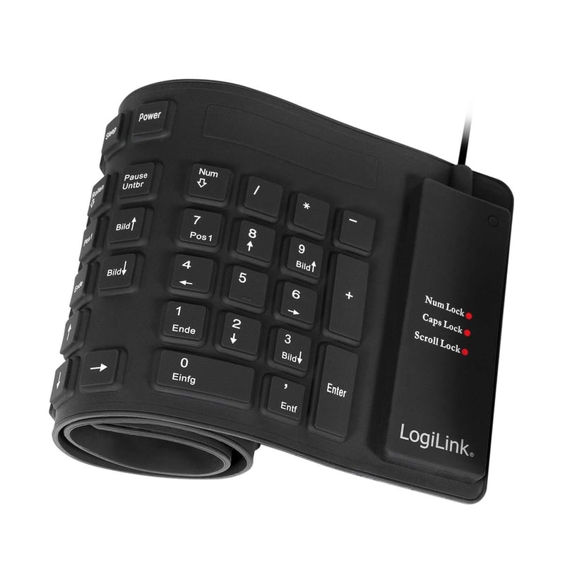 LogiLink ID0019 flexibilná vodoodolná klávesnica USB/PS2 - čierna, QWERTZ