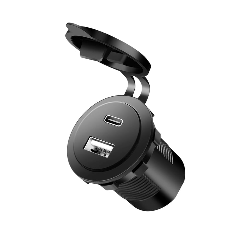 Încărcător auto/camion încorporabil LogiLink PA0330, 1x USB-A și 1x USB-C, 60 W, PD Power Delivery și QC 3.0 Quick Charge
