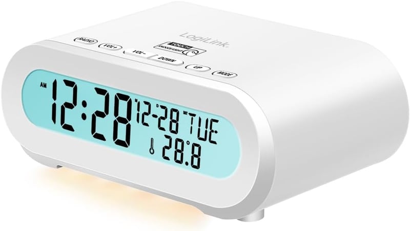 LogiLink SC0121W rádiós ébresztőóra hőmérséklet-kijelzővel, USB töltőporttal - fehér