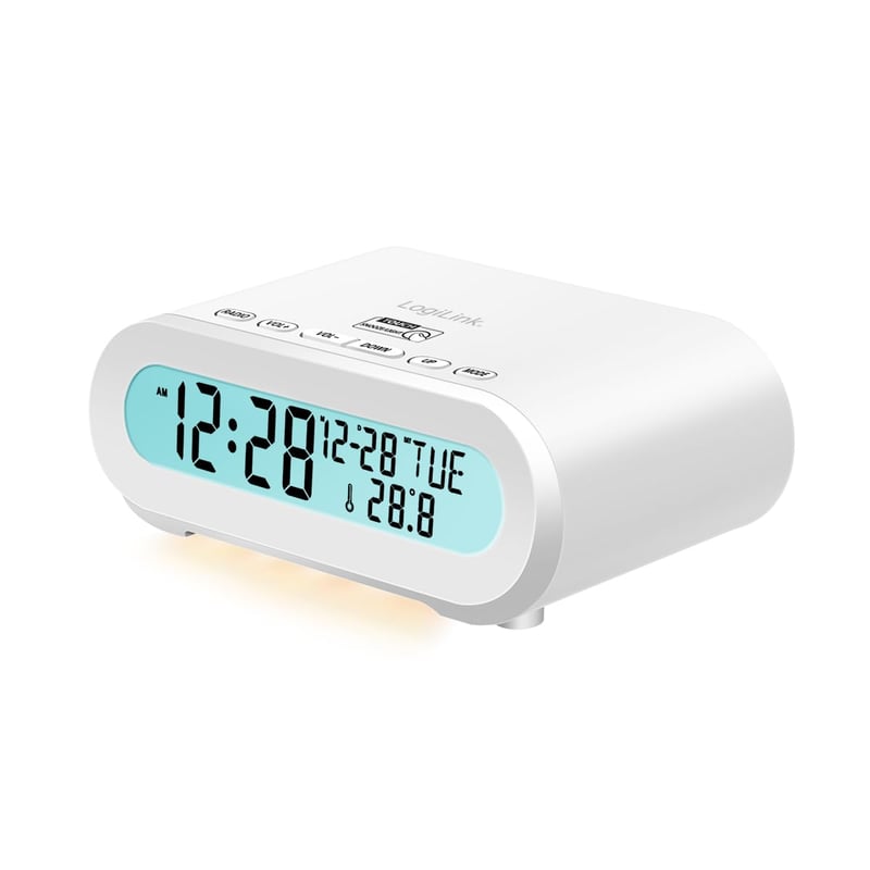 LogiLink SC0121W rádiós ébresztőóra hőmérséklet-kijelzővel, USB töltőporttal - fehér