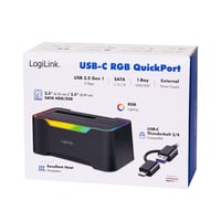 Stație de andocare LogiLink USB-C 3.2 Gen1 pentru HDD/SSD SATA de 2.5" și 3.5" cu iluminare RGB, compatibilă Thunderbolt, Windows/Mac OS/Linux 6