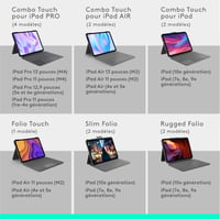 Logitech Combo Touch puzdro s klávesnicou pre 13-palcový iPad Air (M2, M3, M4) – odnímateľné s podsvietením, francúzske rozloženie AZERTY, sivé 6