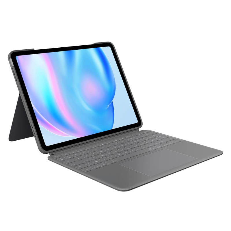 Logitech Combo Touch puzdro s klávesnicou pre 13-palcový iPad Air (M2, M3, M4) – odnímateľné s podsvietením, francúzske rozloženie AZERTY, sivé