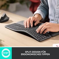 Bezdrôtová ergonomická klávesnica Logitech ERGO K860, delený dizajn, s opierkou na zápästie, Bluetooth a USB, Windows a Mac, QWERTZ 6
