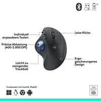 Mouse Trackball Wireless Logitech ERGO M575 for Business - Control cu degetul mare, Ergonomic, Bluetooth, Logi Bolt, Grafit 7