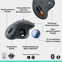 Bezdrôtová trackball myš Logitech ERGO M575S, Bluetooth + USB prijímač – grafitová 6