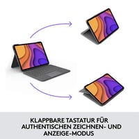 Klávesnica s puzdrom Logitech Folio Touch pre iPad s trackpadom a Smart Connector – Air 11-palcový (M2, M3), Air (4. a 5. gen.), QWERTZ, sivá 6