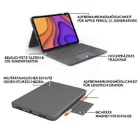 Klávesnica s puzdrom Logitech Folio Touch pre iPad s trackpadom a Smart Connector – Air 11-palcový (M2, M3), Air (4. a 5. gen.), QWERTZ, sivá 7