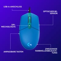 Mouse de gaming Logitech G G203 LIGHTSYNC cu iluminare RGB personalizabilă, 6 butoane programabile, senzor de 8000 DPI, design ușor 6