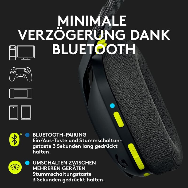 Logitech G G435 Wireless Gaming Headset - Könnyű fejhallgató, 18 órás akkumulátor, Dolby Atmos - Headset, Black, G435 | +18h battery