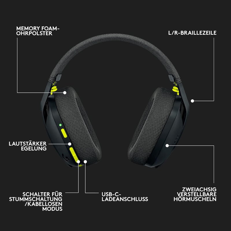 Logitech G G435 Wireless Gaming Headset - Könnyű fejhallgató, 18 órás akkumulátor, Dolby Atmos - Headset, Black, G435 | +18h battery