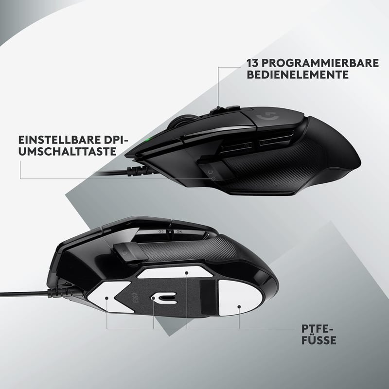 Logitech G G502 X Gaming Egér Kábeles LIGHTFORCE Hibrid Optikai-Mechanikus Gomb Hero 25K Szenzor PC Mac Windows Fekete - Gaming Souris, black, G502 X