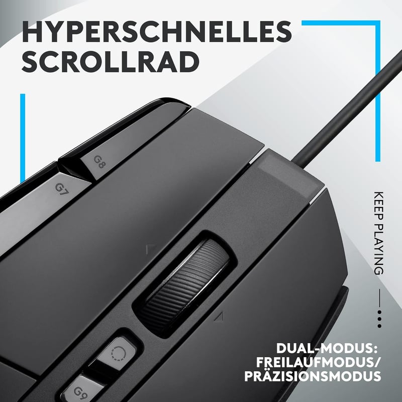 Logitech G G502 X Gaming Egér Kábeles LIGHTFORCE Hibrid Optikai-Mechanikus Gomb Hero 25K Szenzor PC Mac Windows Fekete - Gaming Souris, black, G502 X