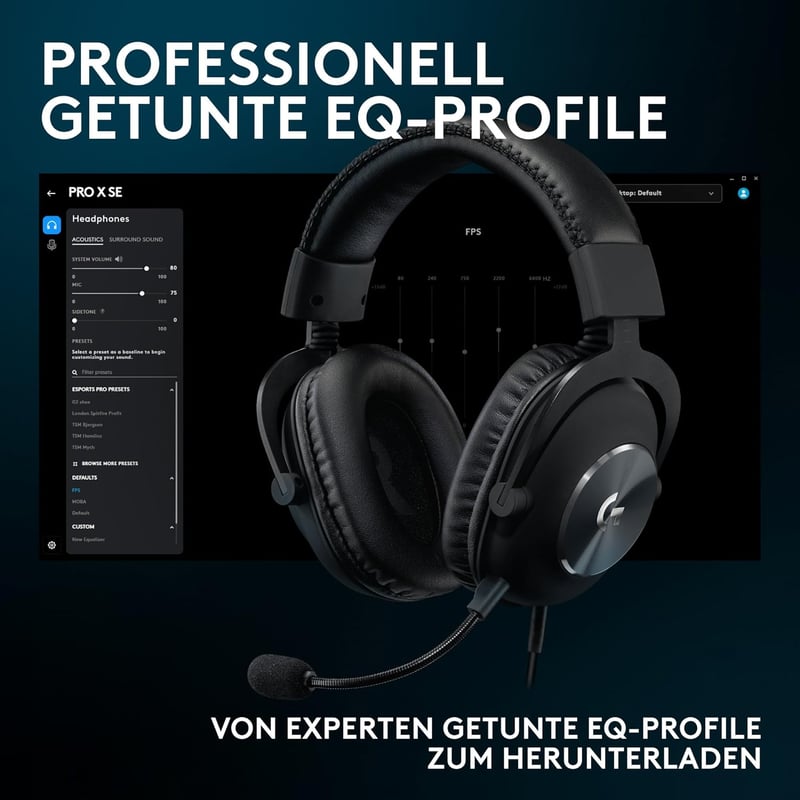 Logitech G Pro X SE Vezetékes Gaming Headset Mikrofonnal - Levehető Mikrofon, DTS 7.1, USB DAC, PC Xbox PlayStation - Fekete