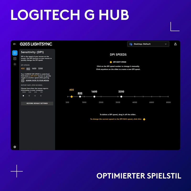 Logitech G203 Gaming Egér RGB Világítással 8000 DPI Szenzorral - G203, black
