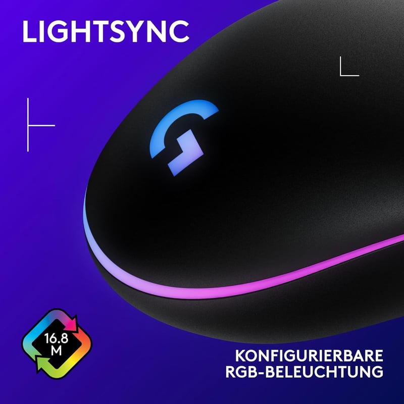 Logitech G203 Gaming Egér RGB Világítással 8000 DPI Szenzorral - G203, black