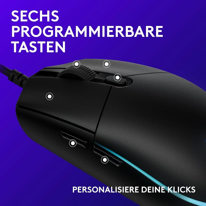 Logitech G203 Gaming Egér RGB Világítással 8000 DPI Szenzorral - G203, black