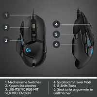 Logitech G502 HERO Gaming Egér 16000 DPI RGB 11 Gomb Fekete - Gaming Mouse, G502 HERO 6