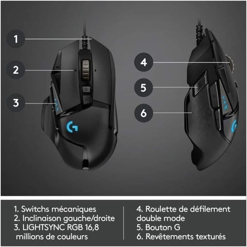 Logitech G502 HERO Gaming Egér RGB 16000 DPI 11 Gomb Fekete - gaming mouse, G502 HERO