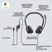 USB slúchadlá s mikrofónom Logitech H390, mikrofón s potlačením šumu, stereofónny zvuk, polstrovaný hlavový most a náušníky, 223 cm kábel, PC, Mac, notebook 7