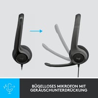 USB slúchadlá s mikrofónom Logitech H390, mikrofón s potlačením šumu, stereofónny zvuk, polstrovaný hlavový most a náušníky, 223 cm kábel, PC, Mac, notebook 3
