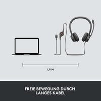 USB slúchadlá s mikrofónom Logitech H390, mikrofón s potlačením šumu, stereofónny zvuk, polstrovaný hlavový most a náušníky, 223 cm kábel, PC, Mac, notebook 9