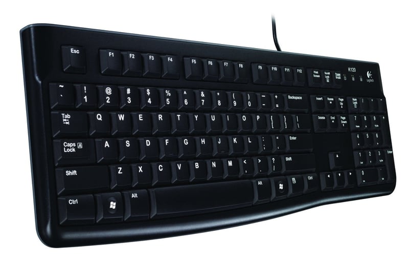 Káblová klávesnica Logitech K120 pre Windows, USB, tiché klávesy, odolná voči poliatiu, francúzske rozloženie AZERTY, čierna