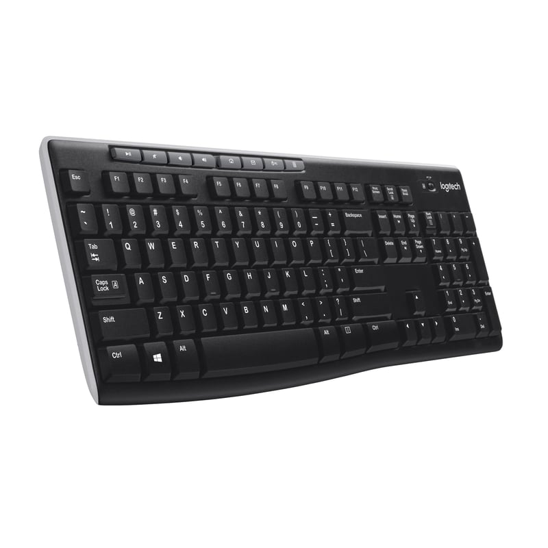 Bezdrôtová klávesnica Logitech K270 – nemecké rozloženie QWERTZ, USB prijímač Unifying, 8 multimediálnych klávesov, odolná voči poliatiu, 2-ročná výdrž batérie