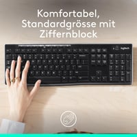 Bezdrôtová klávesnica Logitech K270 – nemecké rozloženie QWERTZ, USB prijímač Unifying, 8 multimediálnych klávesov, odolná voči poliatiu, 2-ročná výdrž batérie 2