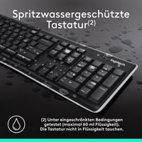 Bezdrôtová klávesnica Logitech K270 – nemecké rozloženie QWERTZ, USB prijímač Unifying, 8 multimediálnych klávesov, odolná voči poliatiu, 2-ročná výdrž batérie 6