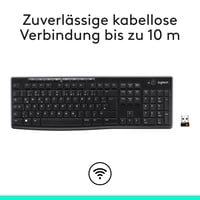 Bezdrôtová klávesnica Logitech K270 – nemecké rozloženie QWERTZ, USB prijímač Unifying, 8 multimediálnych klávesov, odolná voči poliatiu, 2-ročná výdrž batérie 4