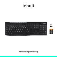 Bezdrôtová klávesnica Logitech K270 – nemecké rozloženie QWERTZ, USB prijímač Unifying, 8 multimediálnych klávesov, odolná voči poliatiu, 2-ročná výdrž batérie 9