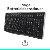 Bezdrôtová klávesnica Logitech K270 – nemecké rozloženie QWERTZ, USB prijímač Unifying, 8 multimediálnych klávesov, odolná voči poliatiu, 2-ročná výdrž batérie 3