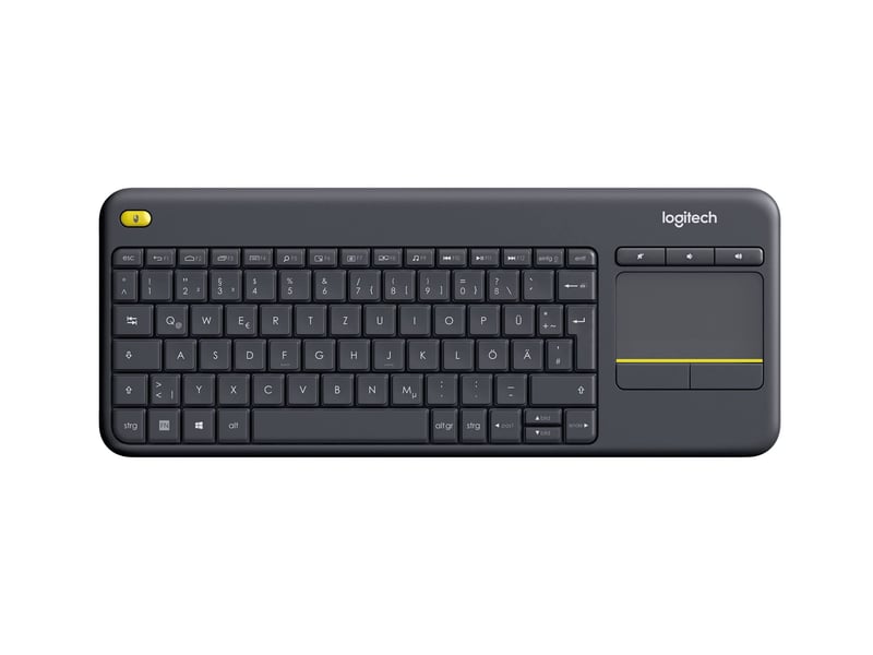 Bezdrôtová klávesnica Logitech K400 Plus so vstavaným touchpadom, čierna, nemecké rozloženie QWERTZ, pre TV