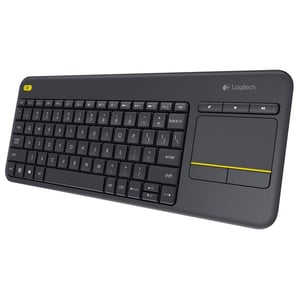 Logitech K400 Plus bežična tipkovnica s touchpadom, 2.4 GHz, USB Unifying, Windows/Android/ChromeOS, belgijski AZERTY raspored, crna