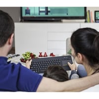 Tastatură wireless pentru TV Logitech K400 Plus cu touchpad integrat, receptor USB Unifying 2.4 GHz, Windows Android ChromeOS, negru 5