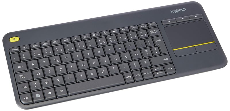 Bezdrôtová TV klávesnica Logitech K400 Plus s touchpadom, 2,4 GHz, USB Unifying, francúzske rozloženie AZERTY, čierna, Windows/Android/Chrome OS