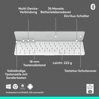 Mobilná Bluetooth klávesnica Logitech Keys-To-Go 2 pre tablety, svetlosivá 6