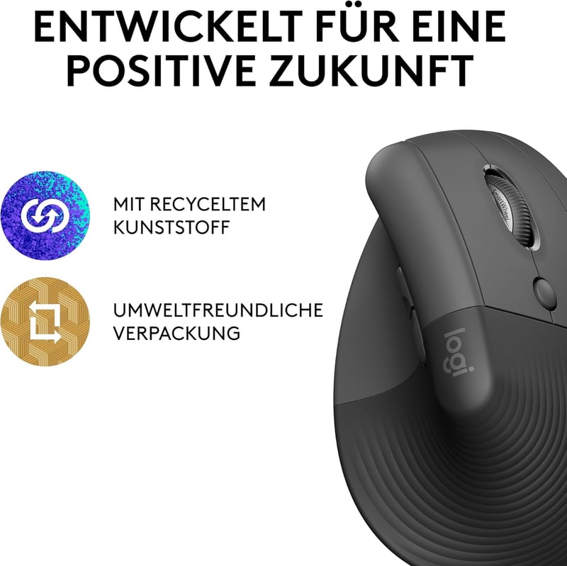 Logitech Lift ergonomikus függőleges egér, vezeték nélküli, szürke - Right Handed, gray, Mouse