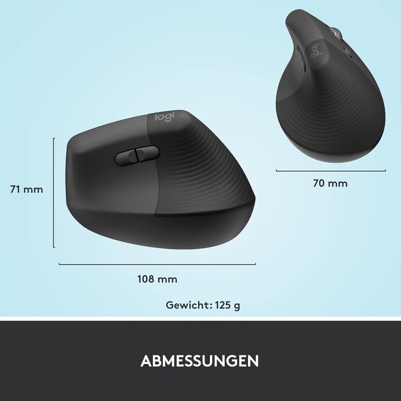 Logitech Lift ergonomikus függőleges egér, vezeték nélküli, szürke - Right Handed, gray, Mouse