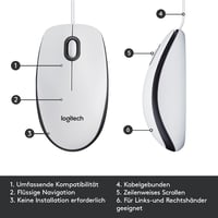 Logitech M100 vezetékes USB optikai egér, kétkezes, 1000 DPI - fehér 6